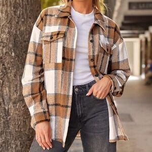 Automat Plaid Tan and White Women's Shacket